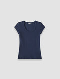 Blue Saba Cotton Rib T-shirt - Joseph