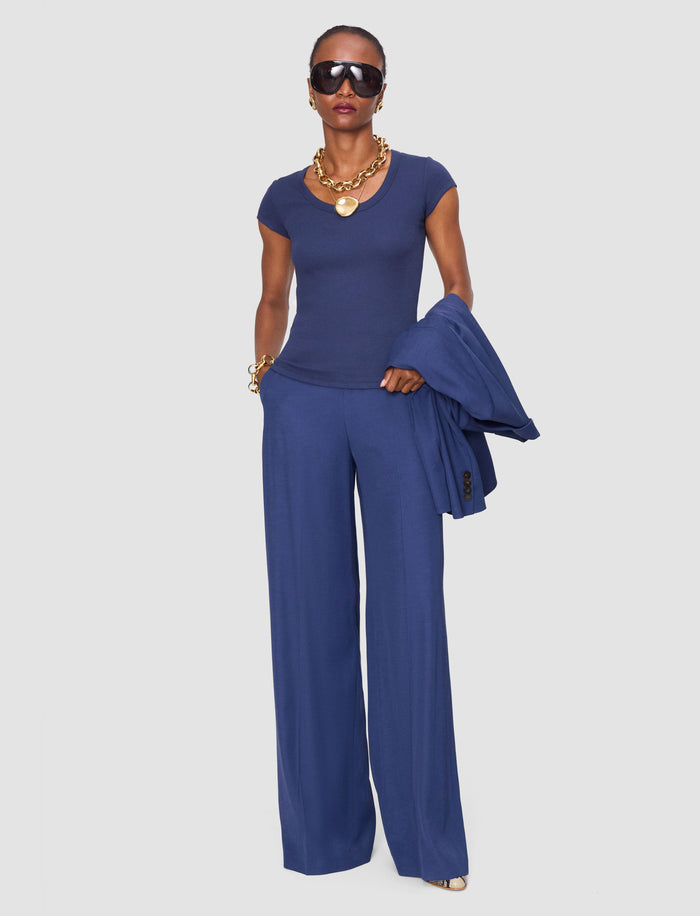 Blue Saba Cotton Rib Top - Joseph
