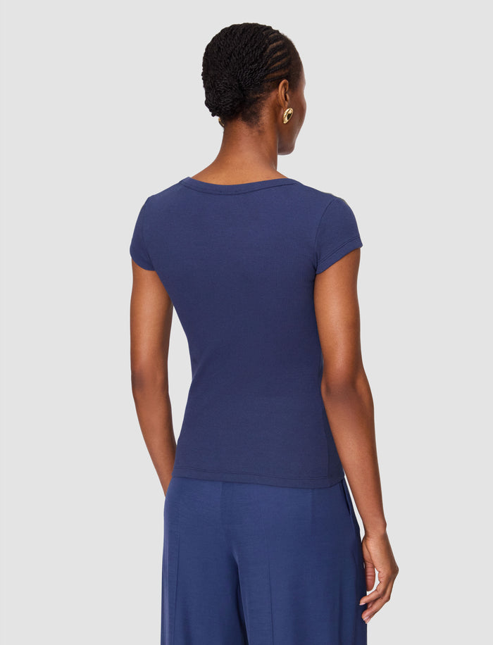 Blue Saba Cotton Rib Top - Joseph