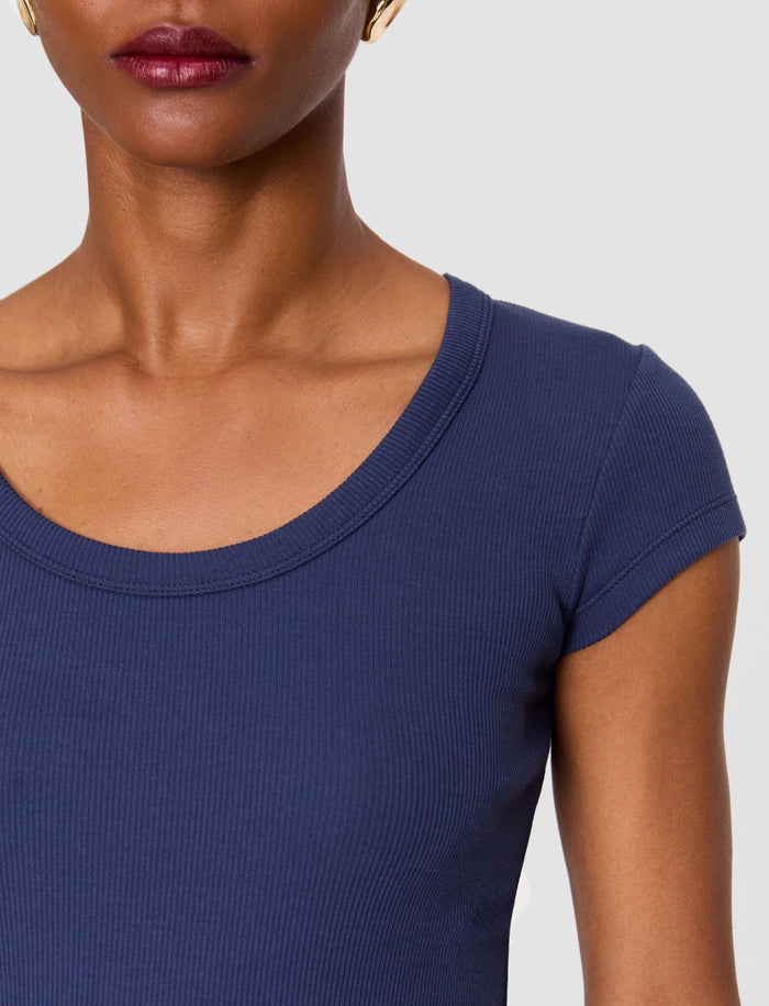 Blue Saba Cotton Rib Top - Joseph
