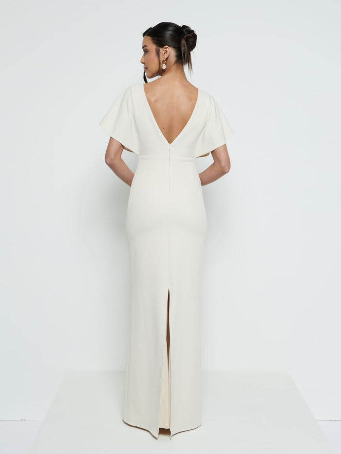 Marina Is 5'7.5" & Wears Size UK 8|Sadie Crepe Maxi Bridesmaid Dress - Champagne