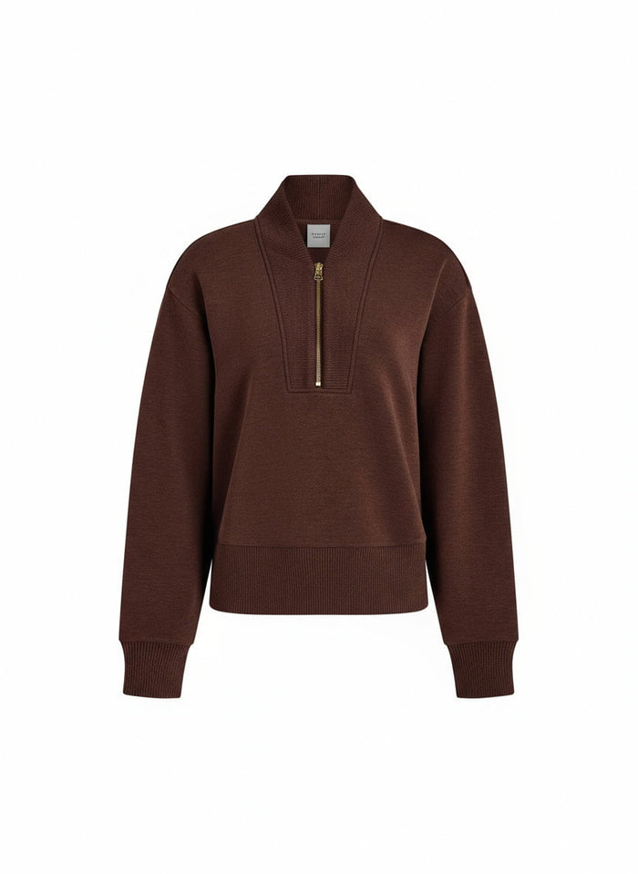 Sweater Varley Sally Half Zip Sweater Coffee Bean Marl Apoella