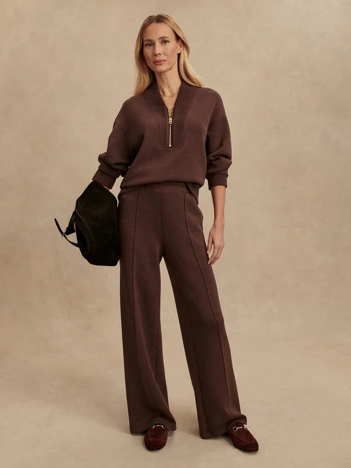 Sweater Varley Sally Half Zip Sweater Coffee Bean Marl Apoella