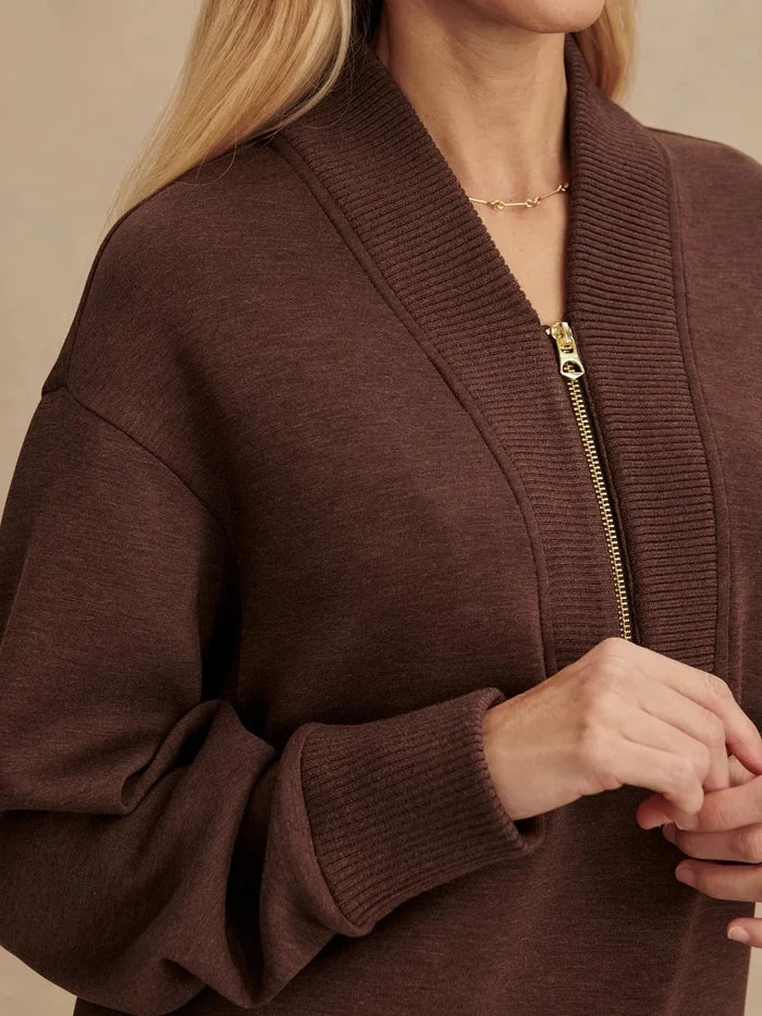 Sweater Varley Sally Half Zip Sweater Coffee Bean Marl Apoella
