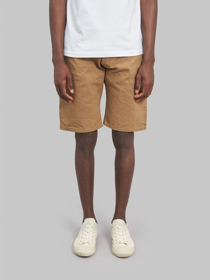 samurai jeans 15oz selvedge chino shorts khaki front