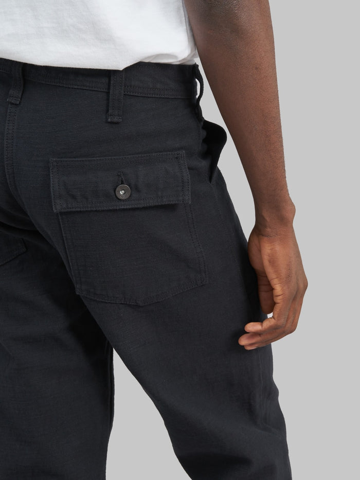 samurai sj52bk black back satin baker pants back pocket