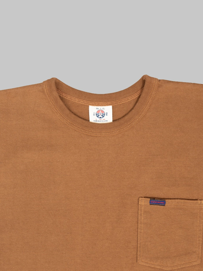 Samurai Jeans SJST PCMIIL Heavyweight Pocket TShirt Brown collar