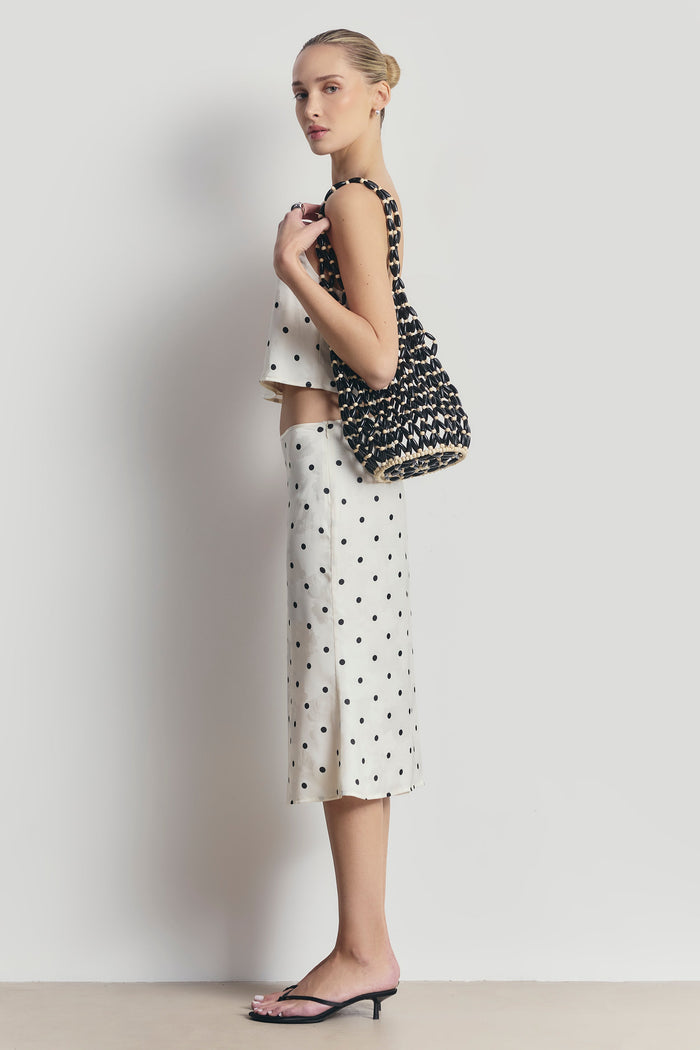 Satin Jacquard Polka Dot Camisole Top - Cream Polka Dot