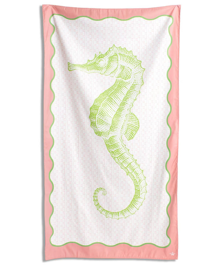 The Royal Standard Seahorse Giant Beach Towel | Pink/Green/White