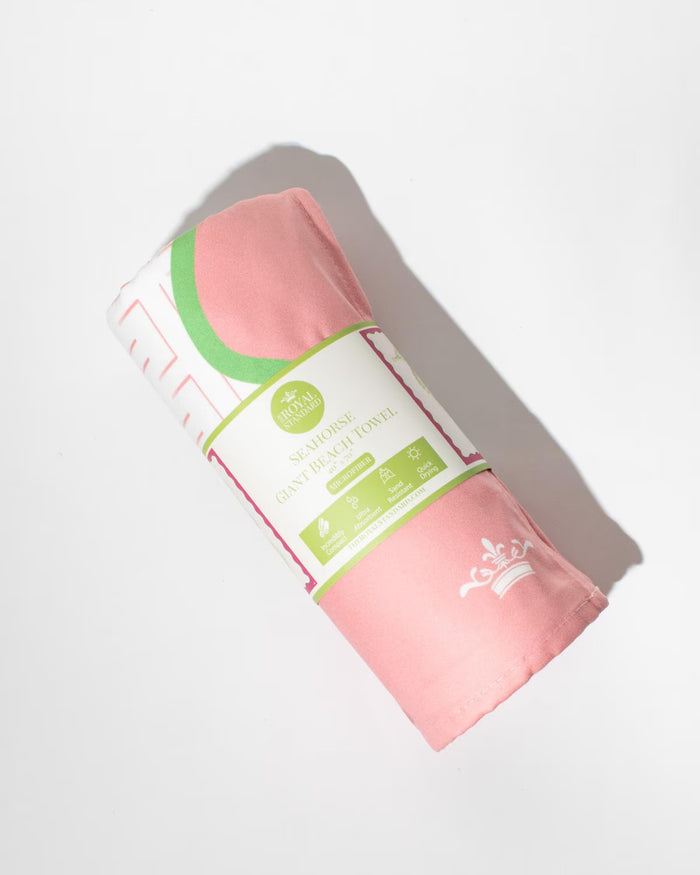 Seahorse Giant Beach Towel | Pink/Green/White