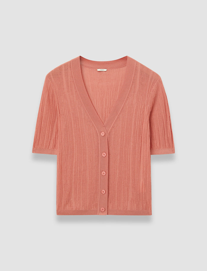 Pink Sens Silk Cotton Rib Top - Joseph