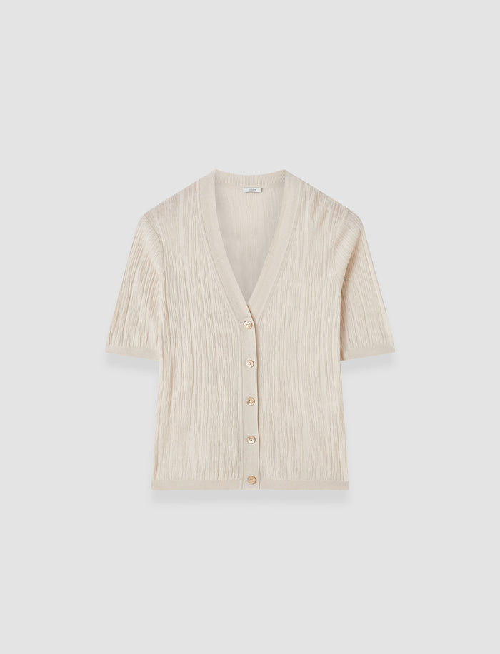 Sens Silk Cotton Rib Short Sleeve Cardigan