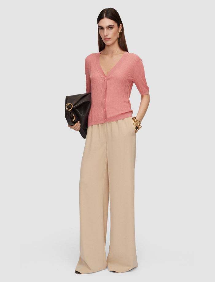 Pink Sens Silk Cotton Rib Top - Joseph