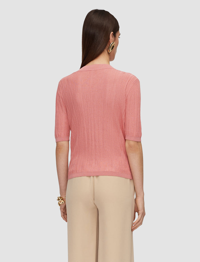 Pink Sens Silk Cotton Rib Top - Joseph