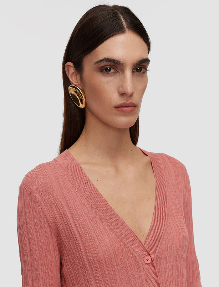 Pink Sens Silk Cotton Rib Top - Joseph