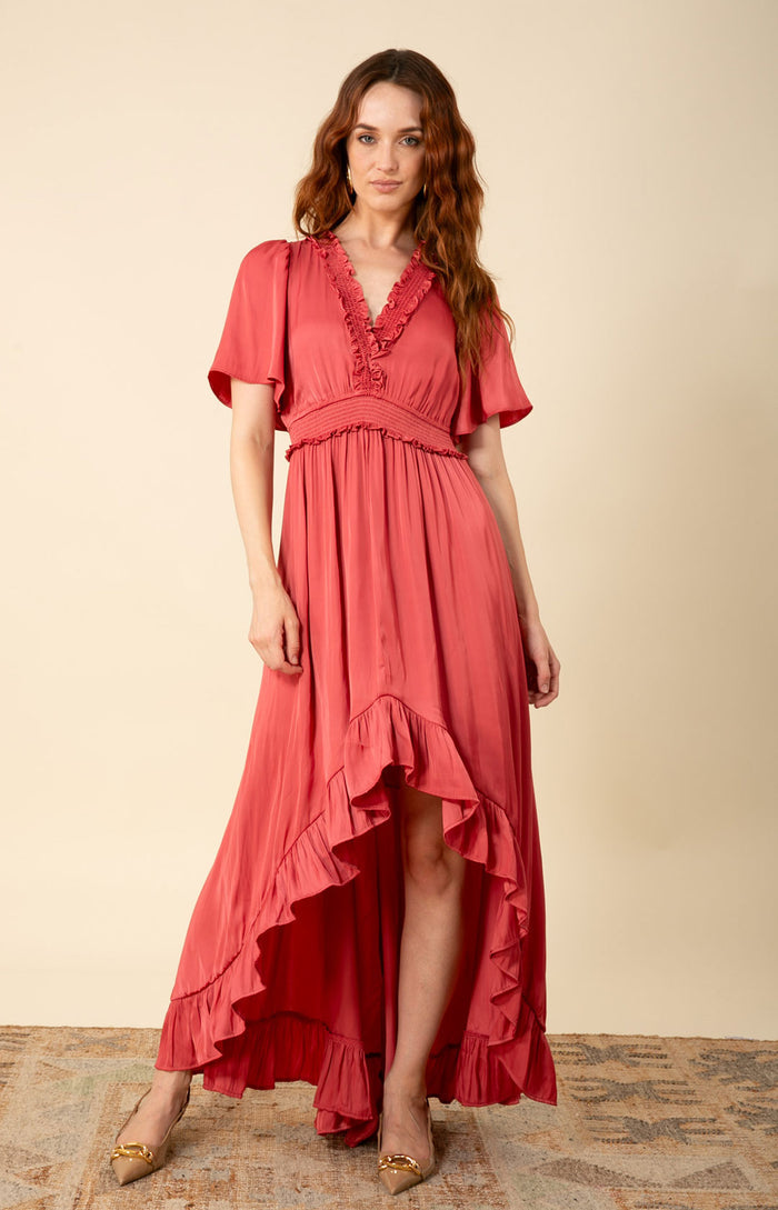 Serena Solid Hi-Lo Dress, color_rose