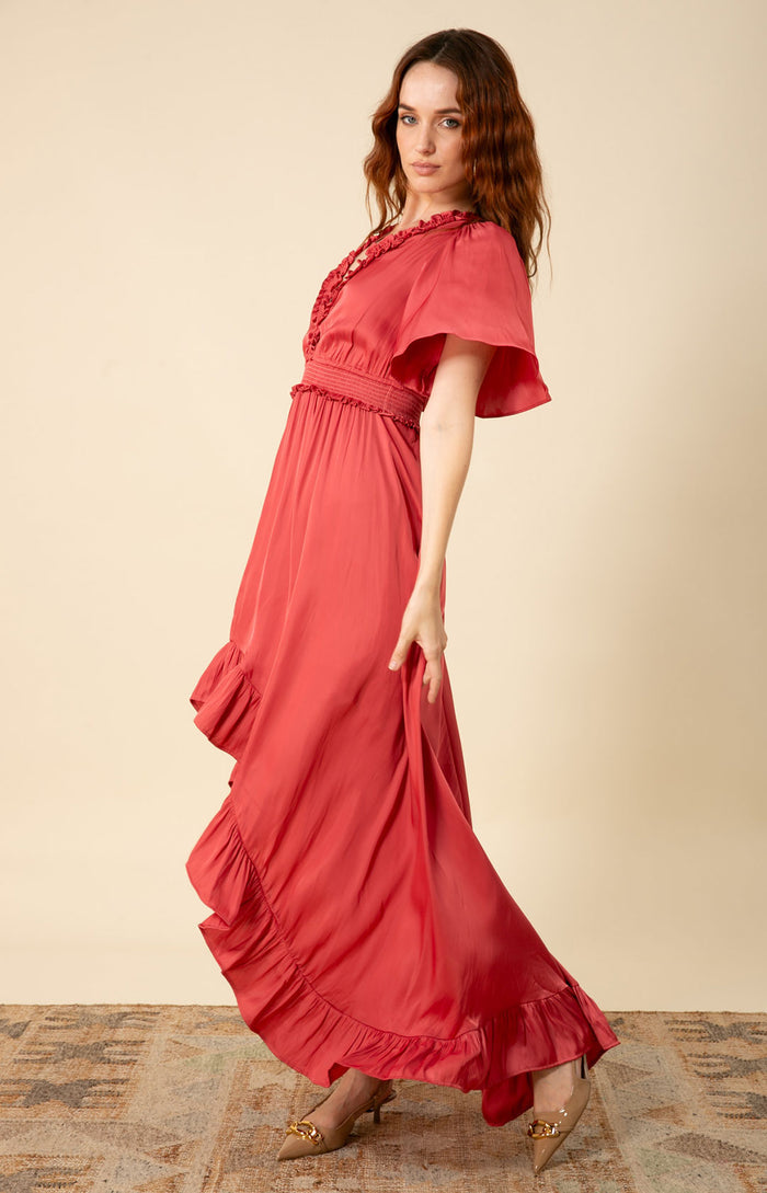 Serena Solid Hi-Lo Dress, color_rose