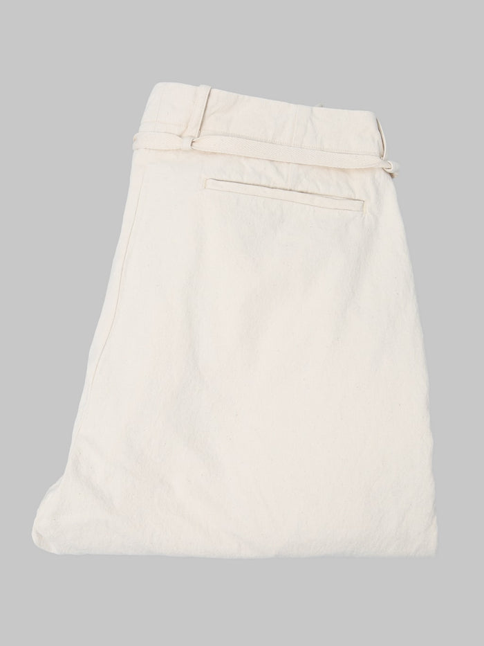 Seuvas 10oz Canvas Tapered 2 Tuck Pants Natural made in japan