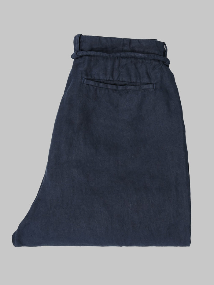 Seuvas Linen Tapered 2 Tuck Pants Navy made in japan