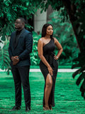 Sexy Black One Shoulder Satin Mermaid Evening  Dress, PD3139