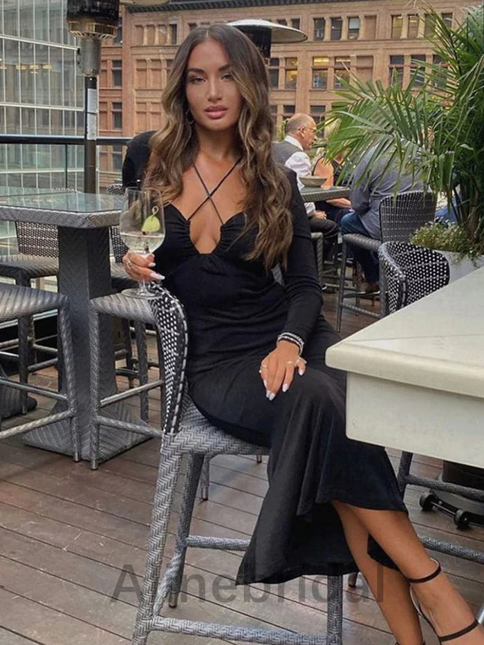Sexy Strapless Long sleeveless Sheath Long Prom Dress, PD3596