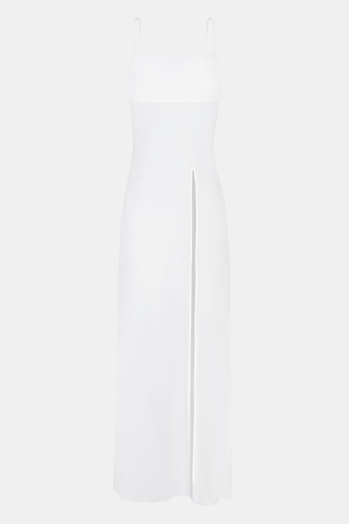 Sheer Chiffon Longline Camisole - Cream