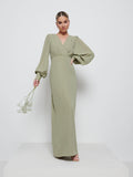 Taylor Is 5'9" & Wears Size UK 8|Sienna Chiffon Bridesmaid Dress - Olive