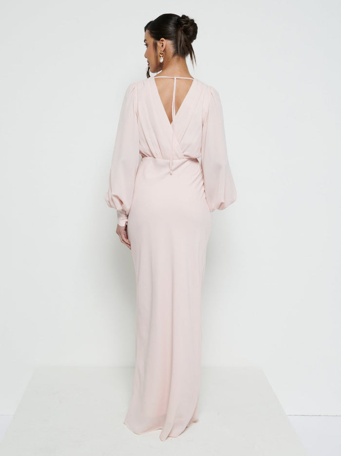 Marina Is 5'7.5" & Wears Size UK 8|Sienna Chiffon Bridesmaid Dress - Blush