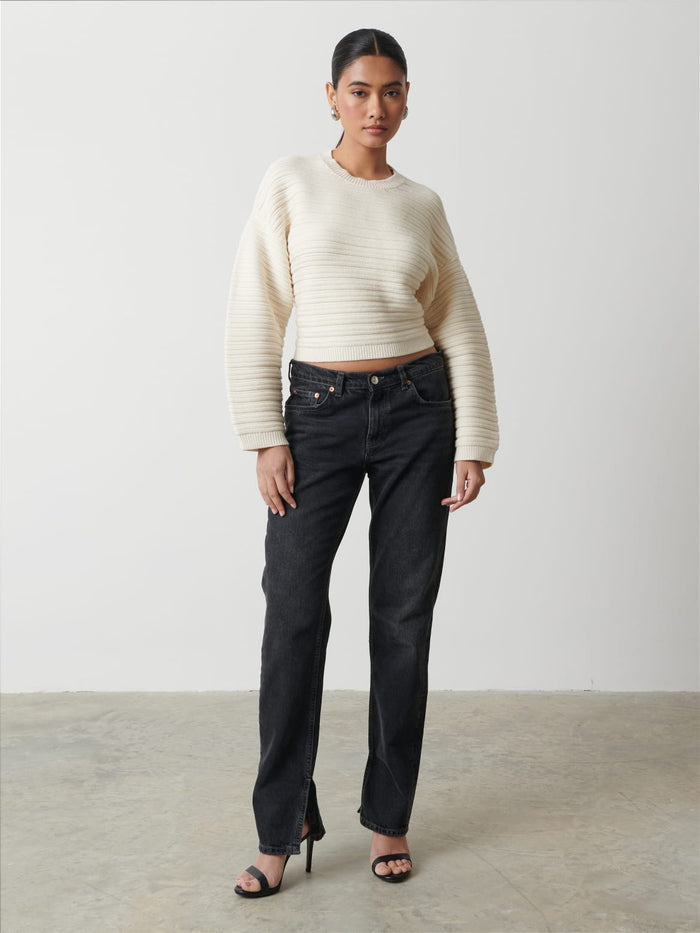 Candy Is 5'6" & Wears Size UK S|Simone Tie Back Jumper - Cream