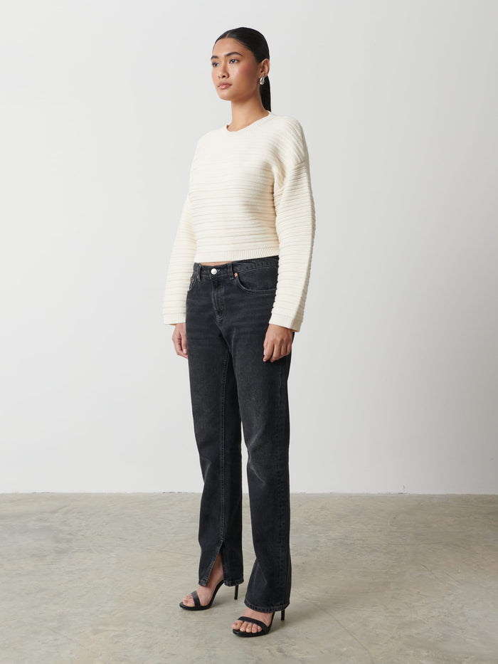 Candy Is 5'6" & Wears Size UK S|Simone Tie Back Jumper - Cream