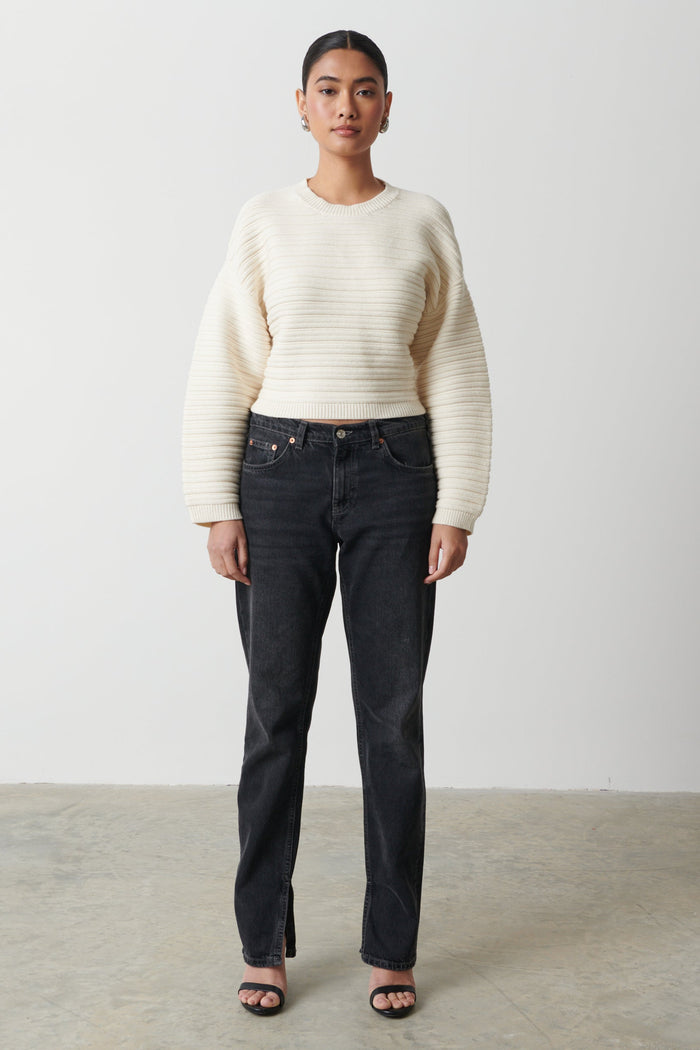 Candy Is 5'6" & Wears Size UK S|Simone Tie Back Jumper - Cream