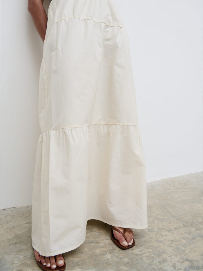 Sachi Is 5’7” & Wears Size UK 8|Sol Ruffle Maxi Skirt - Natural