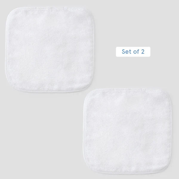 Weezie Solid Baby Washcloths | White - Set of 2