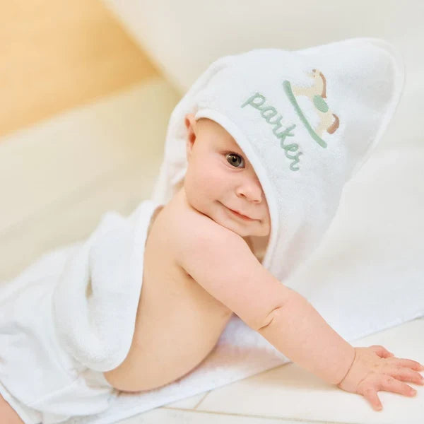 Solid Hooded Baby Towel | White