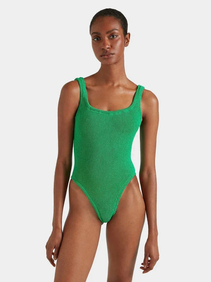 One-Piece Hunza G Square Neck Low Back One Piece Emerald O/S / Emerald Apoella