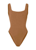 One-Piece Hunza G Square Neck Low Back One Piece Metallic Cocoa O/S / Metallic Cocoa Apoella