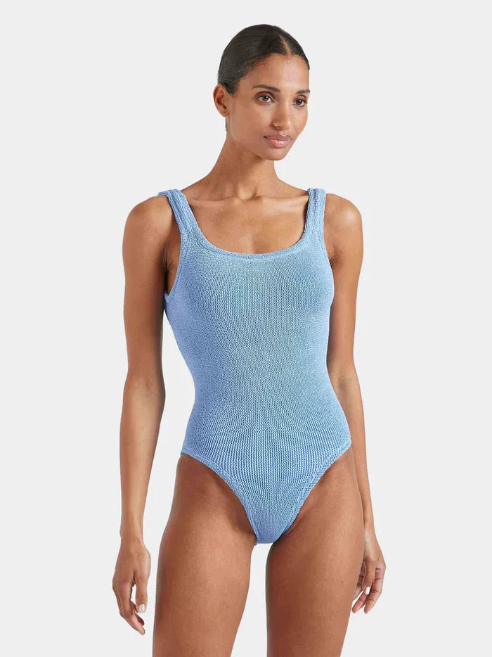 One-Piece Hunza G Square Neck Low Back One Piece Sky Blue O/S / Sky Blue Apoella