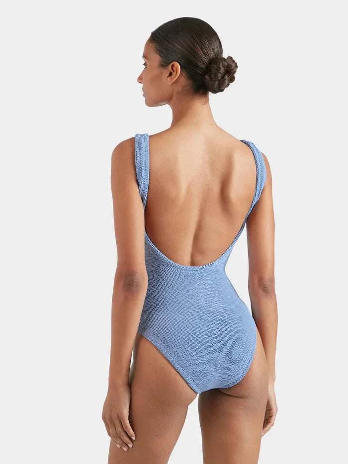 One-Piece Hunza G Square Neck Low Back One Piece Sky Blue O/S / Sky Blue Apoella
