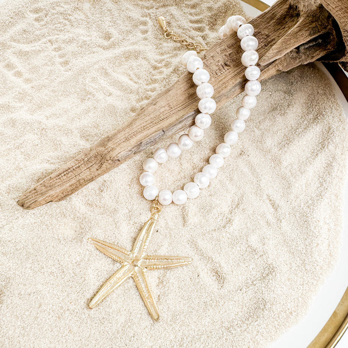 Virtue Starfish on Potato Pearl Necklace 16” with Extender