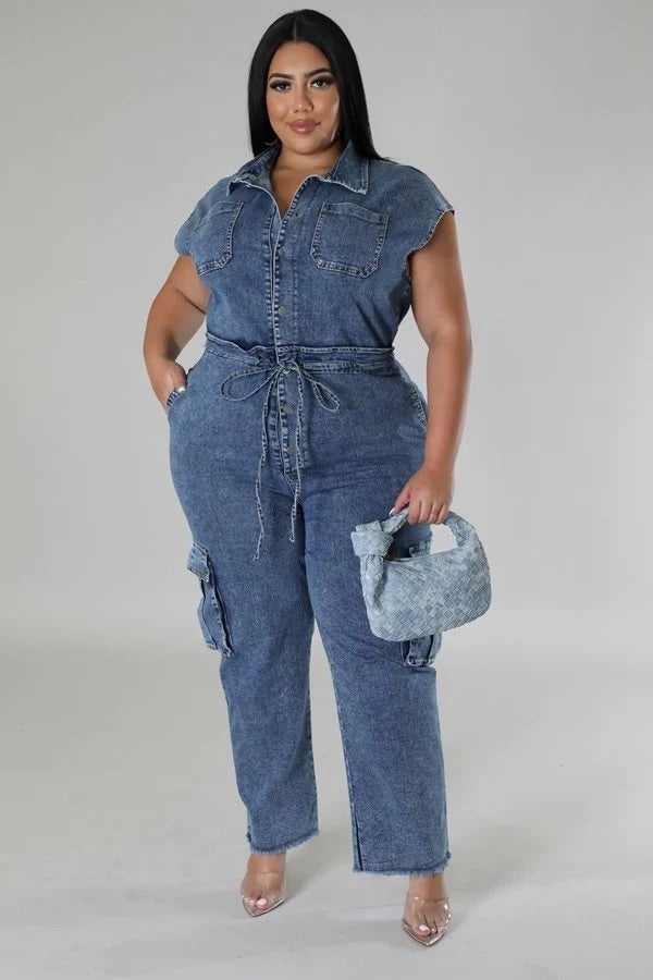 Steppin Out Denim Jumpsuit image 0