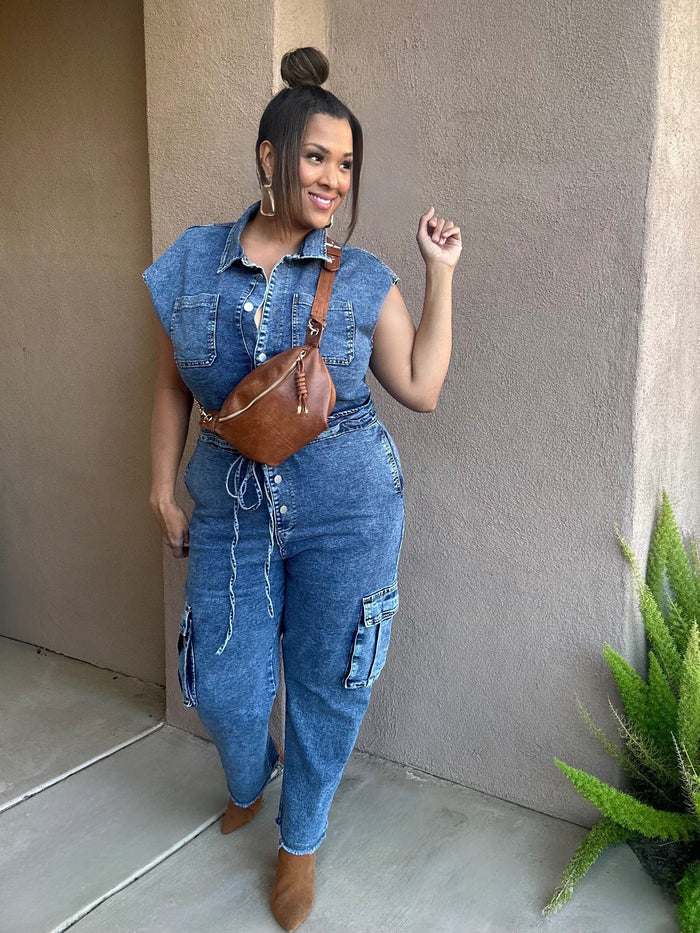 Steppin Out Denim Jumpsuit image 1