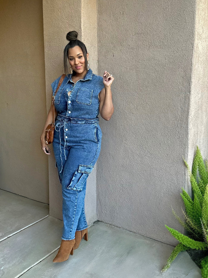 Steppin Out Denim Jumpsuit image 2