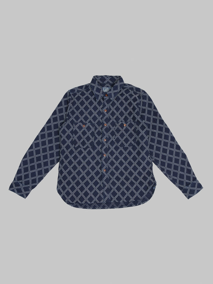 Studio D'Artisan 5728 Indigo Sashiko Dobby Shirt front