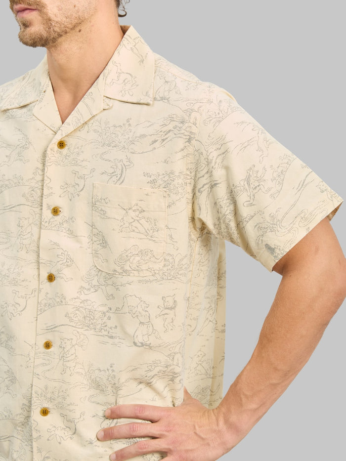 Studio D'Artisan 5736 "Choju-Gija" Open Collar Shirt Ivory
