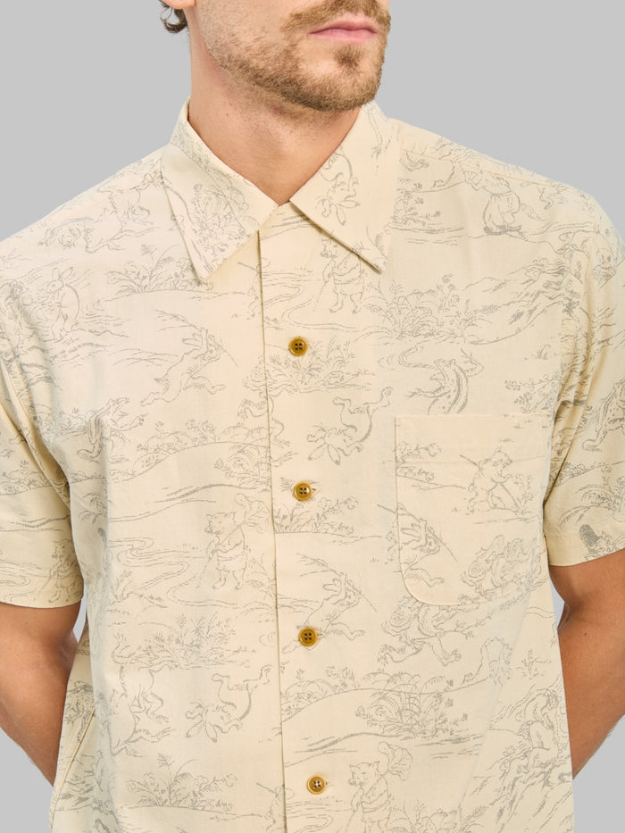 Studio D'Artisan 5736 "Choju-Gija" Open Collar Shirt Ivory