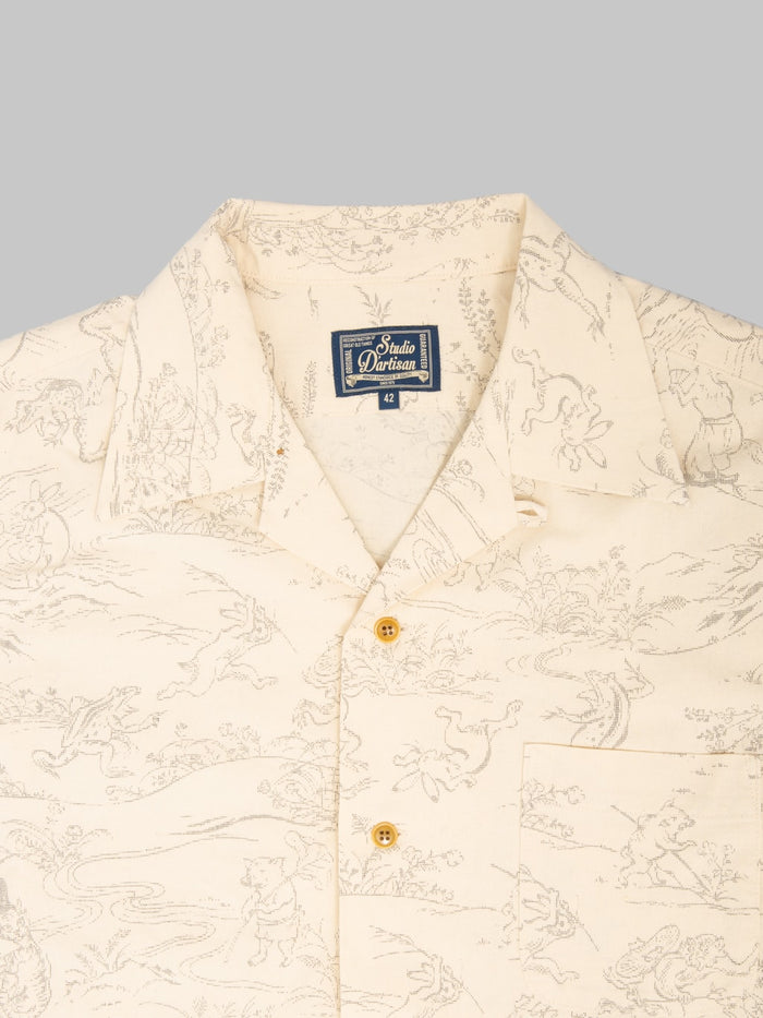 Studio D'Artisan 5736 "Choju-Gija" Open Collar Shirt Ivory