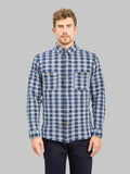 Studio D'Artisan 5737 Indigo Plaid Noragi Boro Sashiko Work Shirt