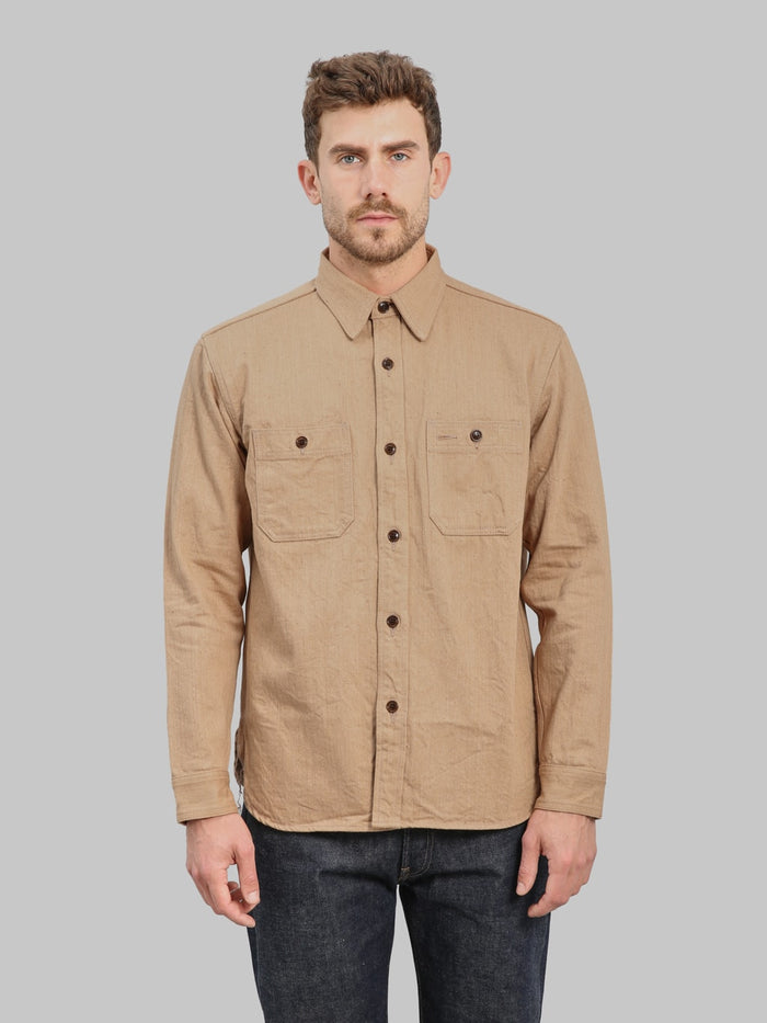 Studio DArtisan 5740 Fox Cotton Work Shirt Brown front look