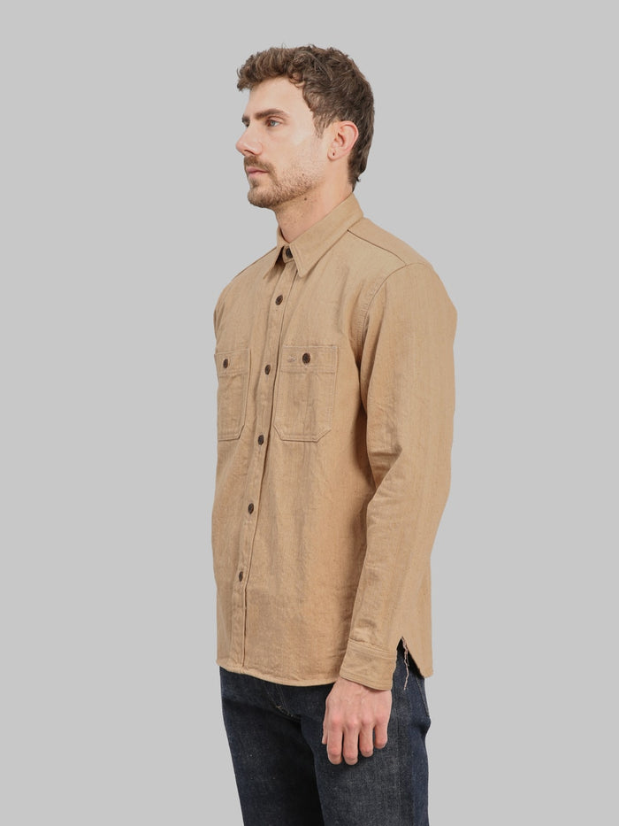 Studio DArtisan 5740 Fox Cotton Work Shirt Brown side fit
