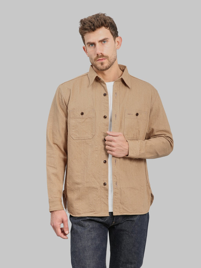 Studio DArtisan 5740 Fox Cotton Work Shirt Brown styled